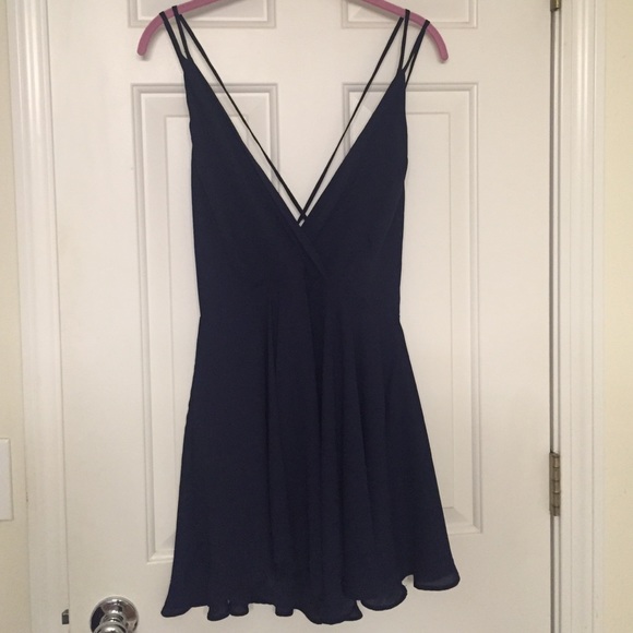 Silence and Noise cross back dress in navy