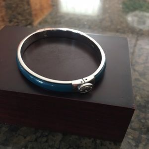 Fossil enamel bangle, color teal