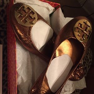 Tory Burch Metallic Reva Flats Brand New