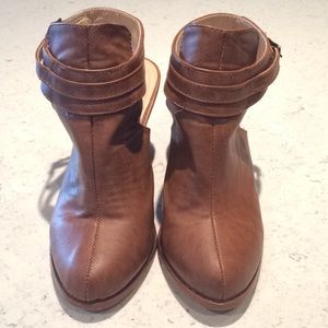 Brown Booties With Ankle Strap