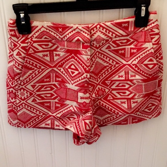 Red & White Tribal Print Shorts
