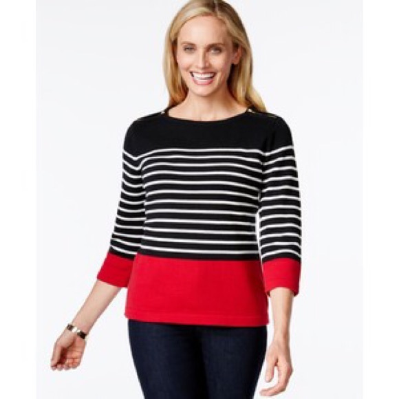 $5 SALE!!Karen Scott Striped Zip Shoulder - Picture 3 of 3