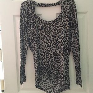 Express cheetah print open back long sleeve