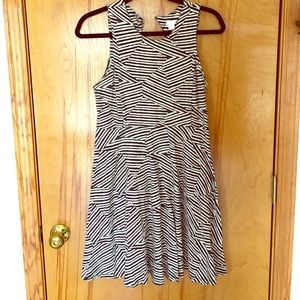 Black and white fit and flare dress