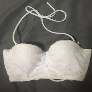 White lace up back bandeau