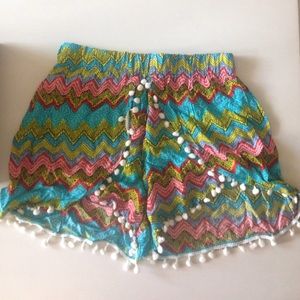 Womens beach shorts with Pom Poms