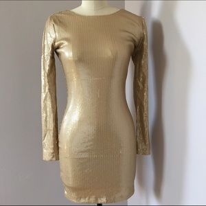 Rose gold long sleeve bodycon dress forever 21