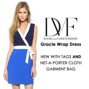 NEW WITH TAGS *DVF* blue wrap dress
