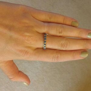 Gold tone and blue enamel mini stones ring