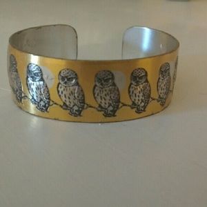 True vintage gold cuff with adorable owls