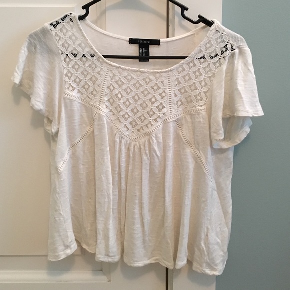 cute lace cream crop top