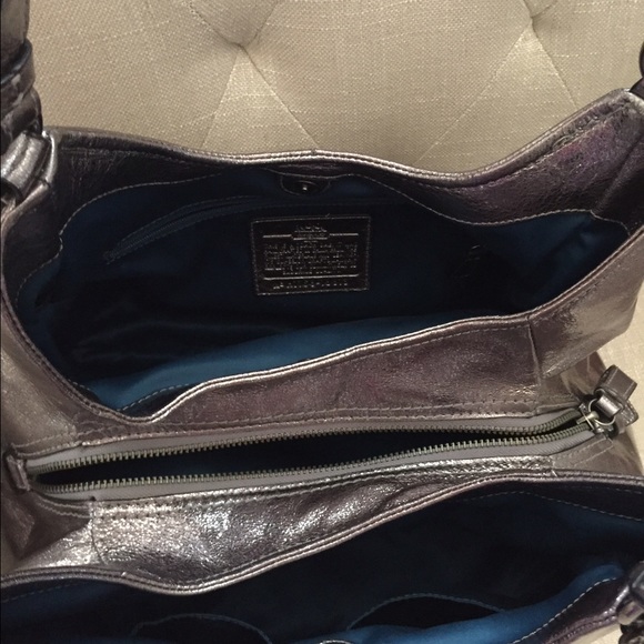 SOLD Coach Metallic Gunmetal Leather Maggie - Picture 4 of 4