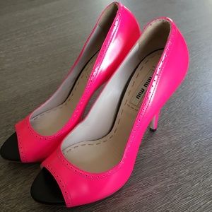 Miu Miu neon pink open toe heels size 7