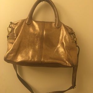FOSSIL Metallic leather satchel