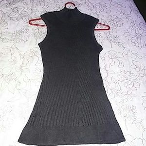 Dark grey sleeveless turtleneck blouse