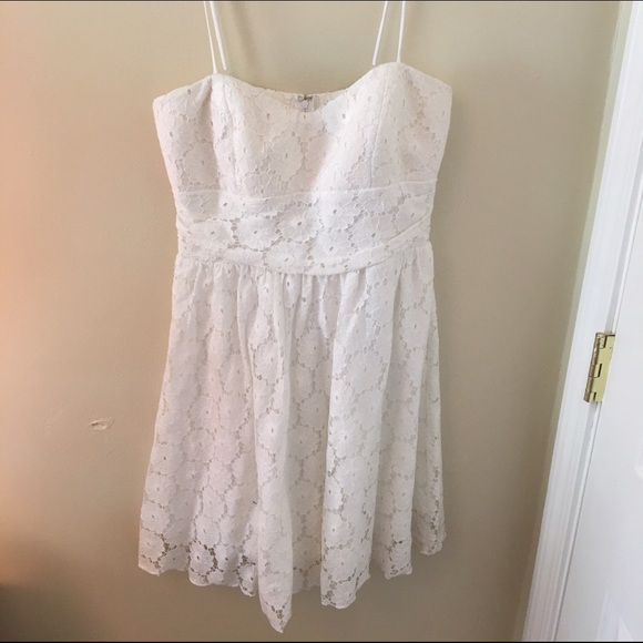 White Flower Lace Strap Dress