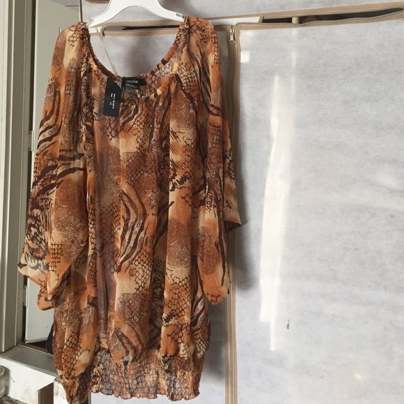 Brown and tan blouse. Shear material Sz 3x