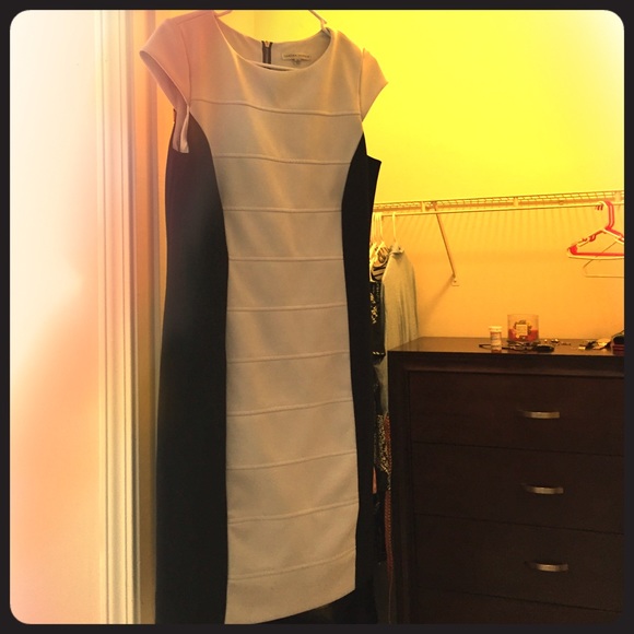 white & black dress