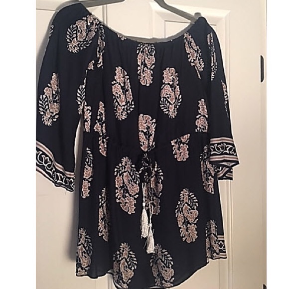 Off the shoulder navy romper