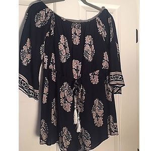 Off the shoulder navy romper