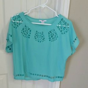 Mint crop blouse