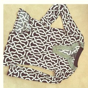 INC Black and White Tunic Top