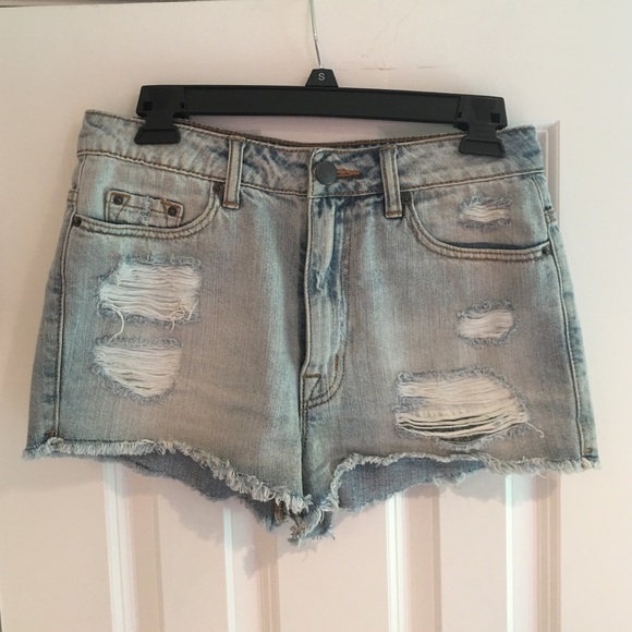 High waisted denim shorts