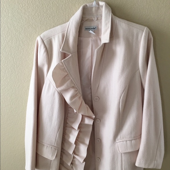 Cream Wool Poly Silk winter coat.