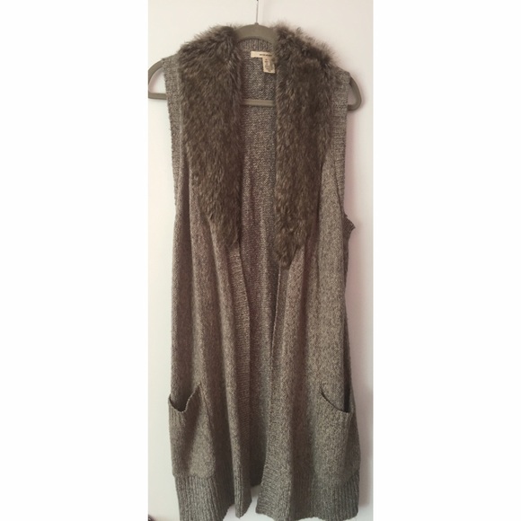 DKNYJeans Fur Collar vest