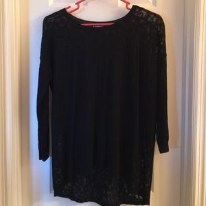 Sheer cheetah print black sweater