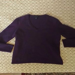 100% Cashmere Land's End V-neck deep purple M