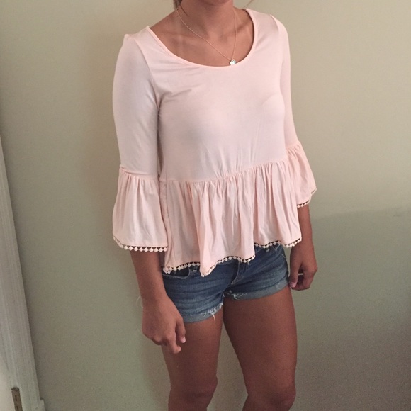 Bell Sleeve Light Pink Boho Top