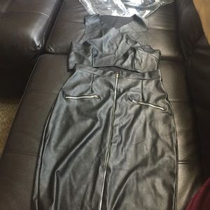 Leather Skirt Set
