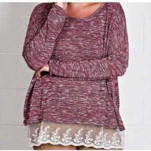 ❤️Last One!❤️ size XL Sweater w/ lace trim
