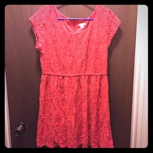 Orange/ pink lace dress