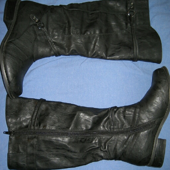 Black mid calf boots