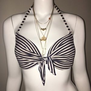 H&M Bikini Top Navy and White Stripes
