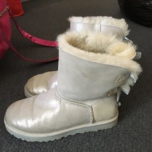 Short UGGs with ribbon lace up back