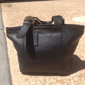 Coach vintage black leather tote