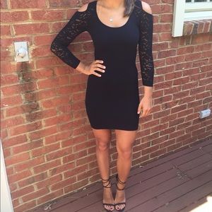 Black Bebe Lace Bodycon Dress