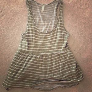 Olive and white striped top