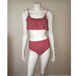 Delia's High Waisted Polka Dot Bikini Red & White