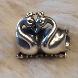 PANDORA TWO TONE SWAN EMBRACE CHARM