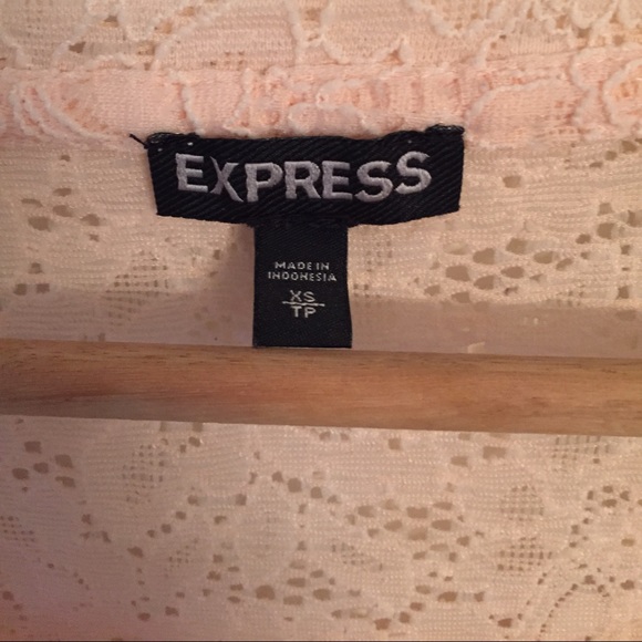 Express Light Pink Long Sleeve Lace Blouse XS - Picture 2 of 4