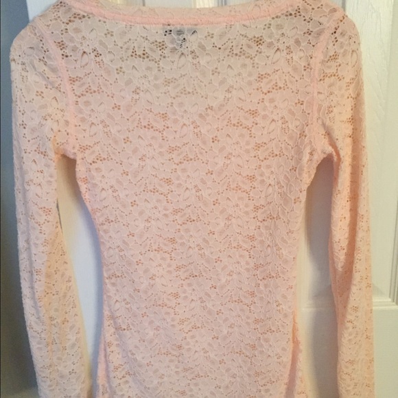 Express Light Pink Long Sleeve Lace Blouse XS - Picture 4 of 4