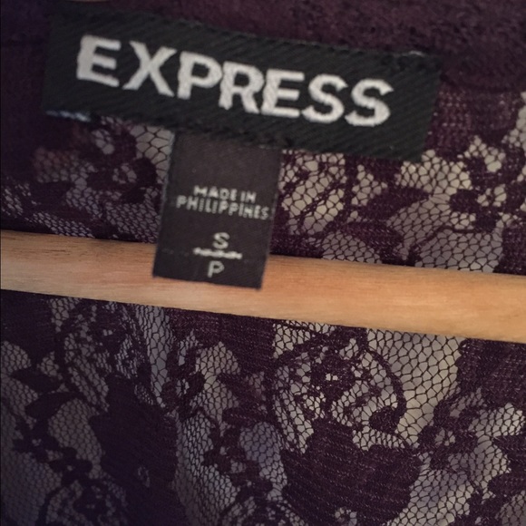 Express Long Sleeve Plum Lace Blouse XS - Picture 2 of 4