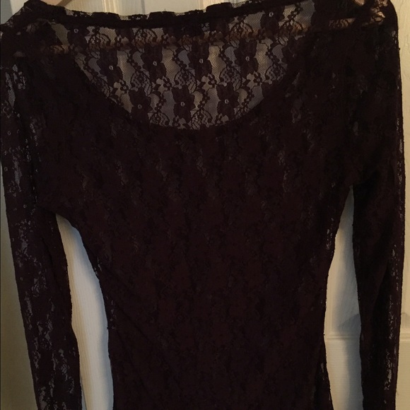 Express Long Sleeve Plum Lace Blouse XS - Picture 4 of 4