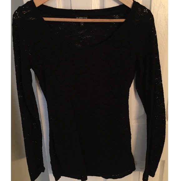 Express Black Long Sleeve Lace Blouse XS - Picture 1 of 4