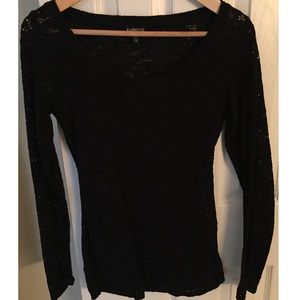 Express Black Long Sleeve Lace Blouse XS
