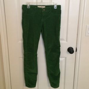 Green corduroy pants.